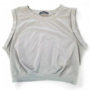 Arrive Guide Taupe Crop Muscle Tank Top - Size M Casual Basic Fall Layering